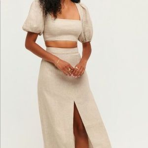 Reformation: Two piece linen top + skirt